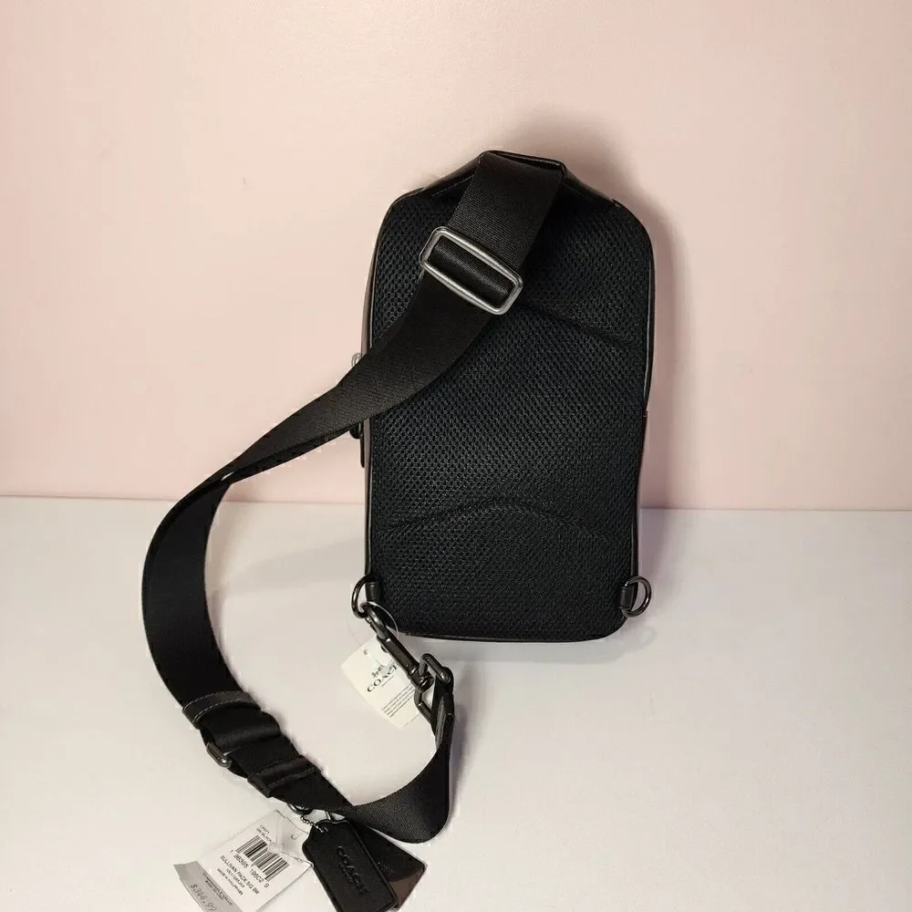 NWT Coach CP071 Sullivan Pack in Signature Canvas & Leather Black/Chalk